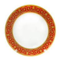 Тарелка для сублимации красно-золотой орнамент
