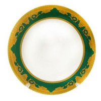Тарелка для сублимации зелено-золотой орнамент