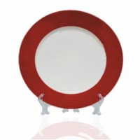 Тарелка для сублимации белая с красной заливкой